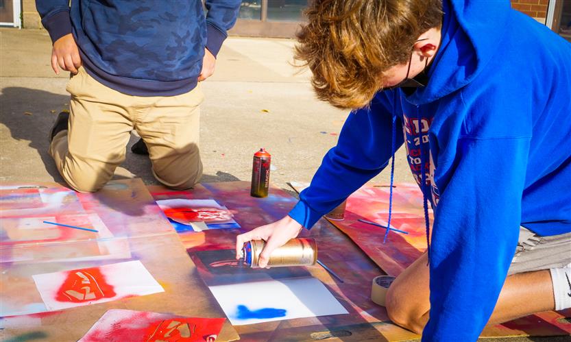 Students make art projects